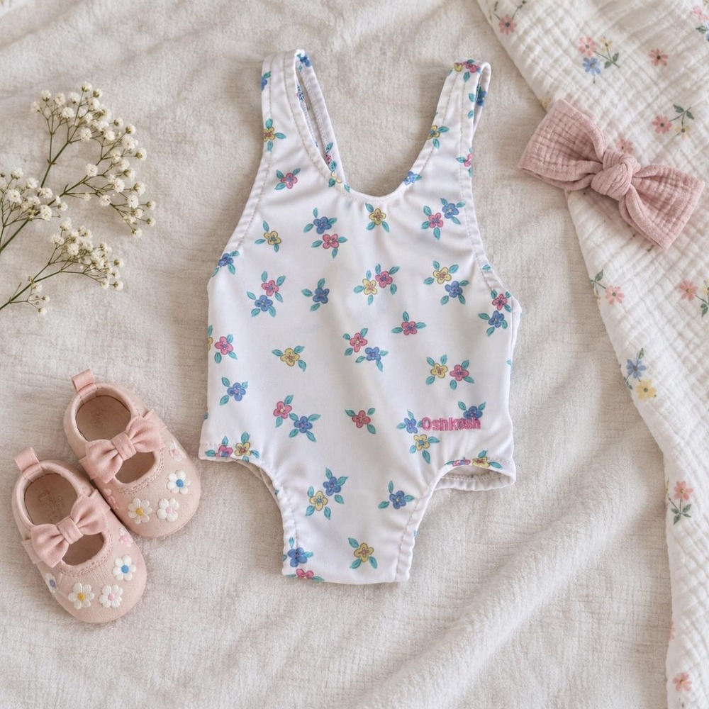 Floral Baby Swimsuit  Vintage OshKosh B Gosh floral one piece